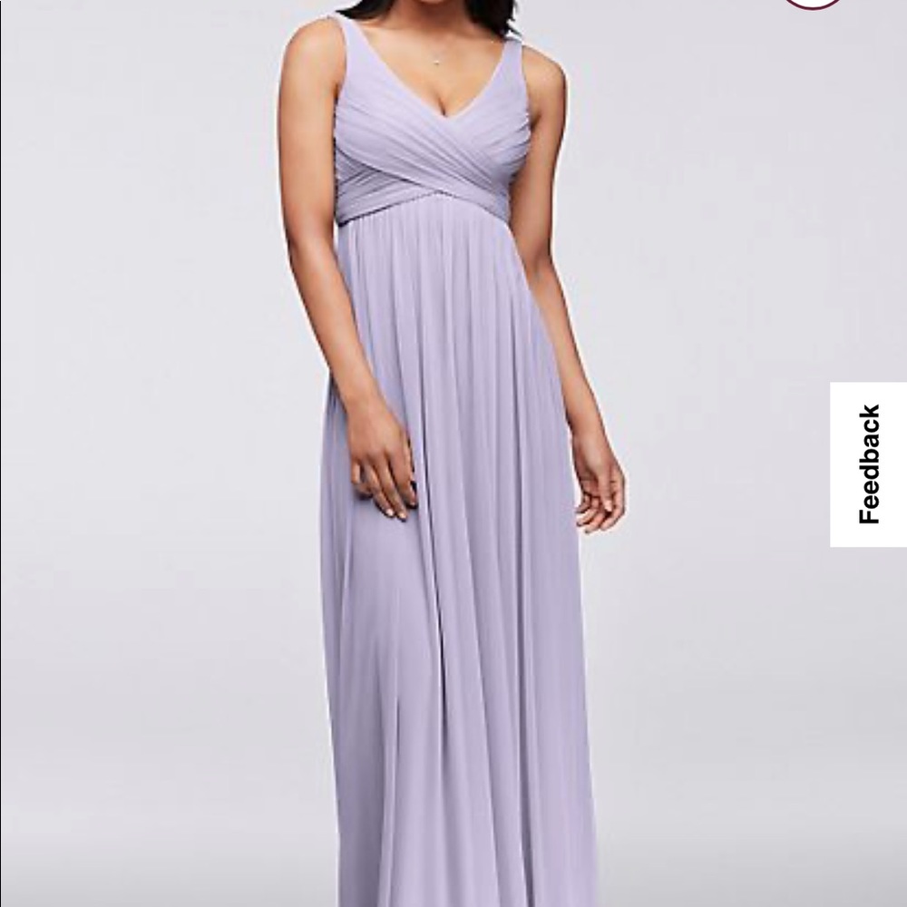 David’s Bridal - Long Mesh Dress with Cowl Back Detail - Iris
